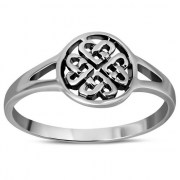 Plain Celtic Heart Knots Silver Ring, rp611
